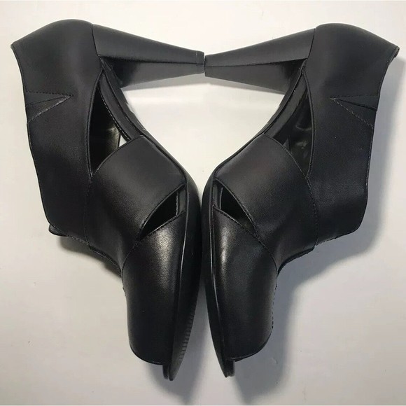 Ann Taylor LOFT Womens Peep Toe Pumps High Heels Black US 8 3" Heel - Picture 6 of 9